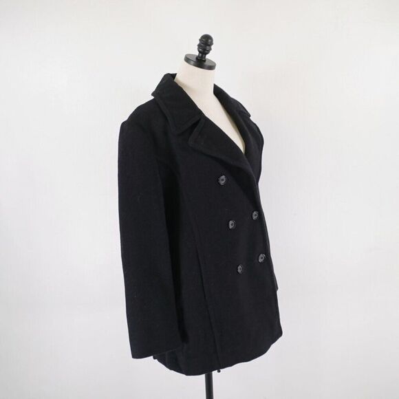 Worthington Black Wool Double Breasted Peak Lapel Size 14 Overcoat - Picture 5 of 9